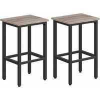 Bar Stools Set of 2, Breakfast Bar Stools, Wooden Stools with Metal Frame, Kitchen Stools for Kitchen Counter Island, Bar Chairs, for Home Garden Bar, BBQ, HOOBRO EBG65BY01 - Greige and Black