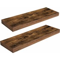 Floating Shelves, Set of 2, Wall Mounted Shelves, Decorative Wall Shelf with Length 60 cm, Wall Display Racks, Invisible Brackets, Bedroom, Living Room, Office, HOOBRO EBF60BJ01