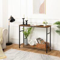 Console Table, Hallway Table with Adjustable Shelves, Slim Sofa Table, 2-tier Side Table with Storage Shelf, for Living Room, Office, Industrial, Sturdy, HOOBRO EBF24XG01
