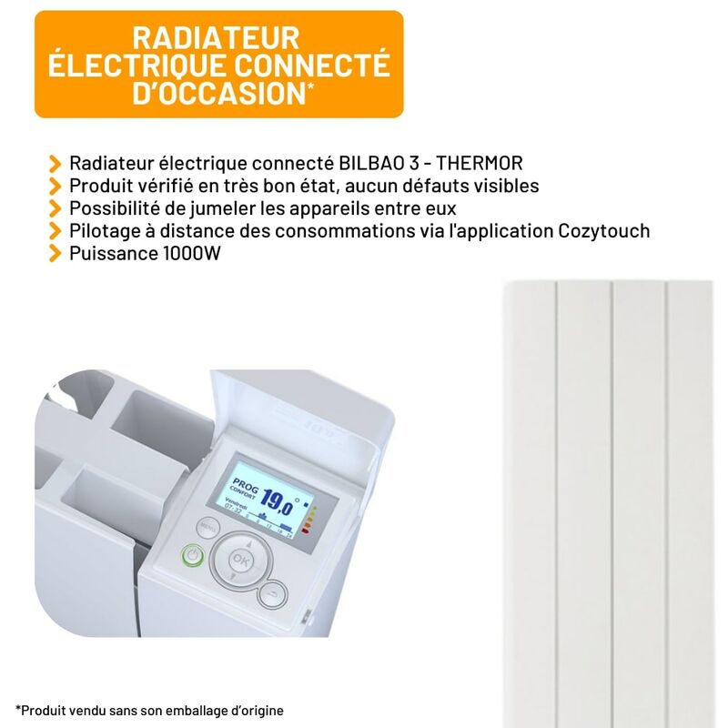 NOIROT Radiasoft Radiateur connecté à inertie double technologie horizontal  gris 1500W - DCN3445SKHS