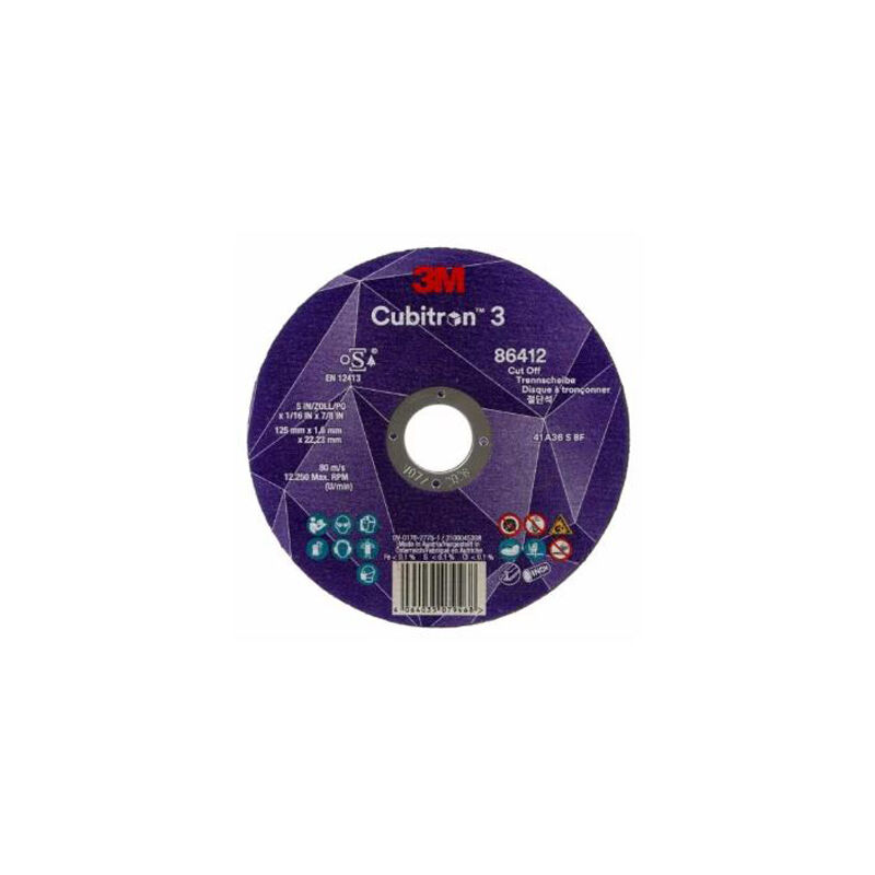 Lot De 5 Disques à Tronçonner 3M Cubitron 3 - 125 Mm X 2,5 Mm X 22,23 Mm - Grain 60+ - Pour Métal