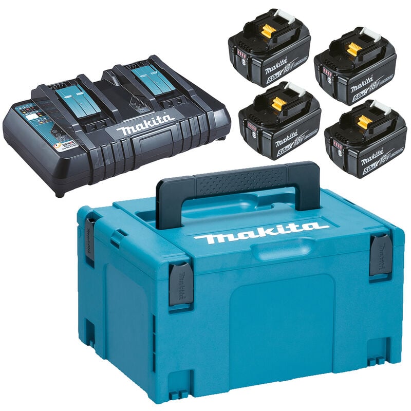 Pack 5 outils 18V (DTD154 + DJR183 + DHR243 + DTM51 + DCL180) + 3 batteries  5Ah + chargeur + coffret MAKPAC - MAKITA - DLX5045TJ