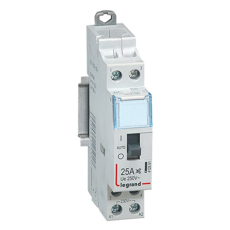 Contacteur domestique LEGRAND CX³ - Silencieux - Bobine 230V - 2P 250V - 25A - Contact 2F - 1 module - Gris