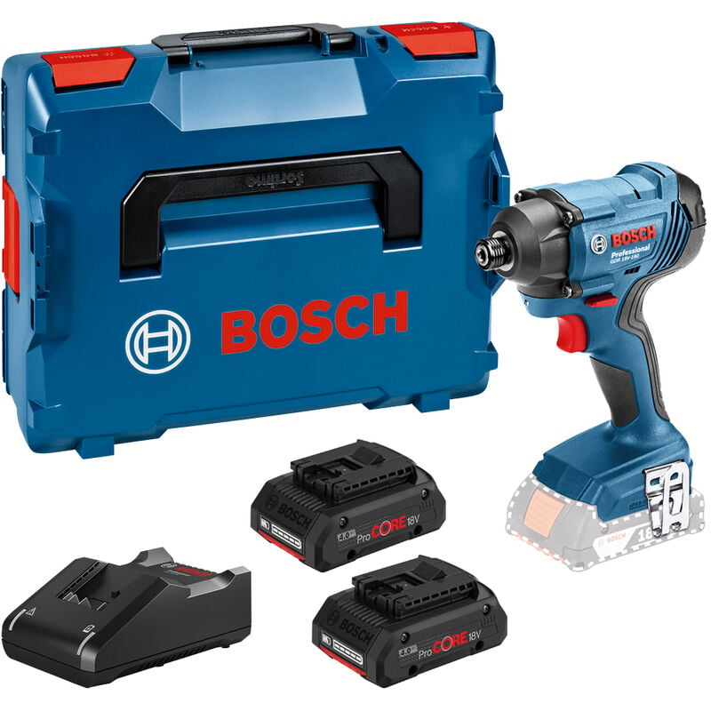 Visseuse à chocs 18V Bosch GDR 18V-160 + 2 batteries ProCORE 4 Ah +  chargeur + L-BOXX - BOSCH - 06019G510Q