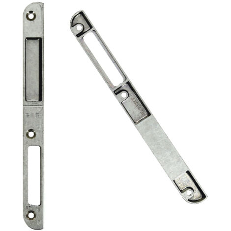 Ferco – Gâche centrale à défoncer gauche pour crémone GU Europa R2 – Dimensions 190x18x13mm – Jeu 4mm – Axe 9mm – Entaillage 25mm - E-22867-00-L-1