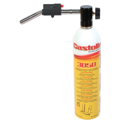 Castolin – Chalumeau soudeur à flamme bi-gaz – Allumage Piezo électrique – Température 1900 °C – Torche orientable 360° – Pour brasage métaux