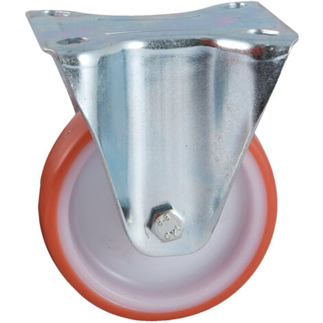Roulette D200mm polyuréthane rouge platine pivotante avec frein - AVL - 504846O (1/3)