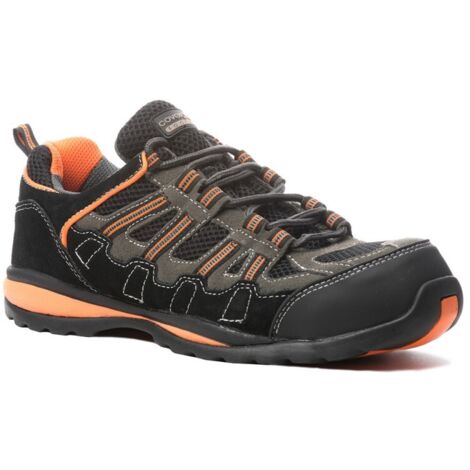 Baskets de sécurité basse HELVITE S1P SRA HRO en cuir velours noir/orange P39 - COVERGUARD - 9HEVL.39