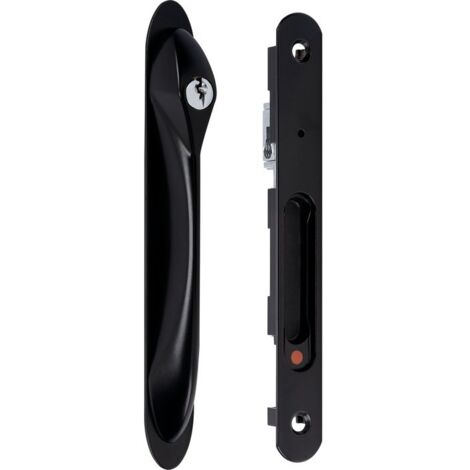 La Croisee Ds – Fermeture encastrée double Silène rénovation noir – Serrure à clé pour baie vitrée – Aluminium thermolaqué – Dimensions 198x24x21mm