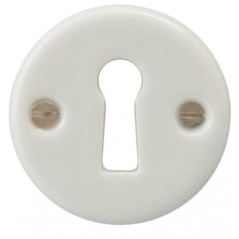Rosace en porcelaine blanche 50mm – Compatible avec cylindres européens – Finition lisse et éclatante – Pour portes modernes – Kaoline