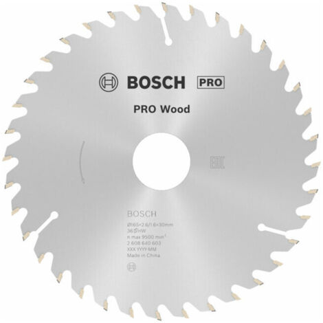Bosch – Lame de scie circulaire 165 mm – Alésage 30 mm – 36 dents carbure pour bois dur – Coupe précise et nette – Compatible scies à onglet