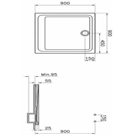 Vitra – Receveur de douche à poser carré 90x90cm céramique extra plat antidérapant – Diamètre bonde 90mm – 5806L003M0578 (1/7)