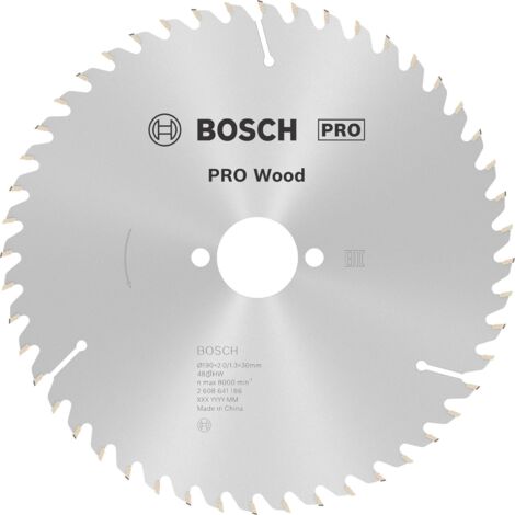 Bosch – Lame de scie circulaire 190 mm pour bois dur – 48 dents en carbure – Largeur de coupe 2 mm – Alésage 30 mm – 2608641186 - WOOD 190 X