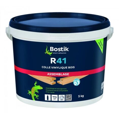 Bostik – Colle vinylique R41 D3 5 kg – Résistante à l'humidité pour assemblage bois – Temps de pressage 15-30 min – Colle prête à l'emploi