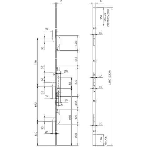 Iseo City – Serrure électrique 3 points pêne dormant – Entraxe 85 mm – Têtière inox U – Rouleau réglable – Gâches et cylindre à commander séparément (1/4)