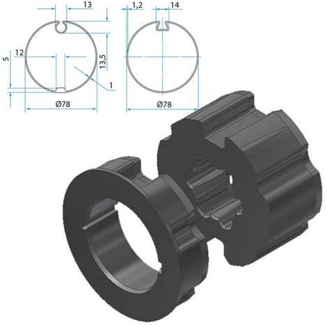 Adaptateurs moteur diamètre 45mm tube 78 à gorge - CHERUBINI - A45050521