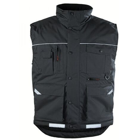 Coverguard – Gilet multitasche noir M – Imperméable avec 7 poches – Col montant polaire – Tissu 100% polyester enduit PVC