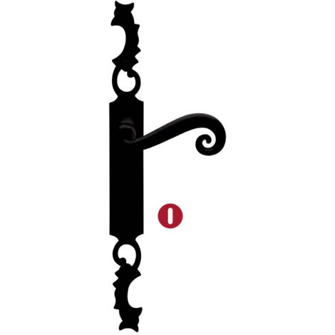 Ensemble sur plaque AQUITAINE clé L finition fer époxy noir – Entraxe 195 mm – Longueur poignée 100 mm – Dimension plaque 310 x 32 mm – Bouvet (1/8)