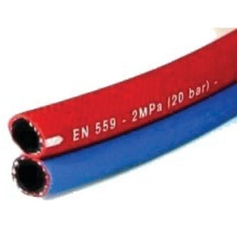 Tuyau de gaz en caoutchouc jumelé diamètre 10x16mm pour oxygène acetylène, longueur 25m, 20 bars WELDLINE W000010054