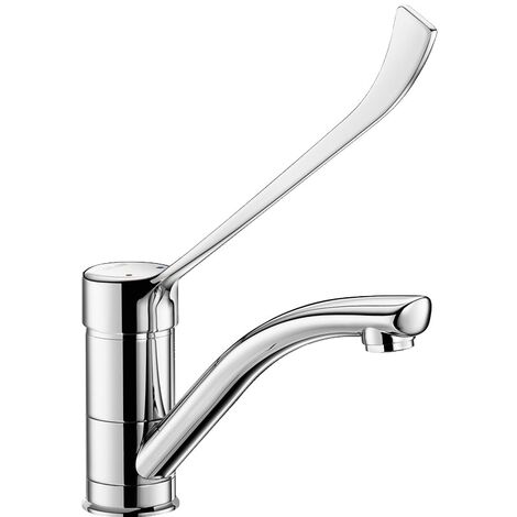 Delabie – Mitigeur de lavabo mécanique monotrou avec bec orientable – Commande manuelle – Brise-jet hygiénique – Adapté PMR (1/6)