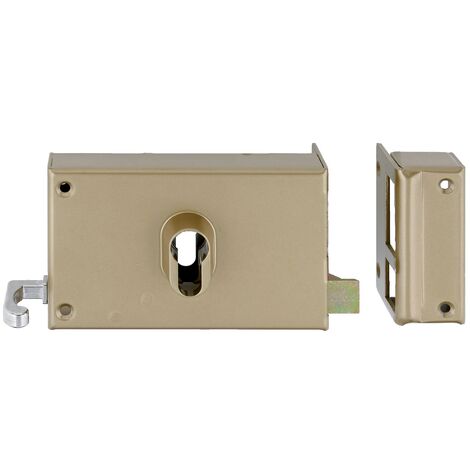Serrure profil européen horizontale tirant coffre seul 140x88mm or droite - HERACLES - 86910 (1/4)