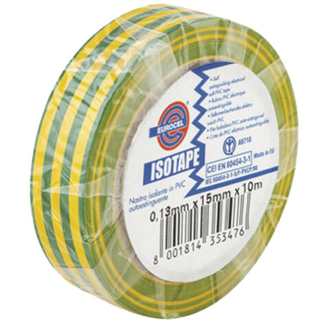 Ruban adhésif ISOTAPE électricien vert/jaune - EUROCEL - 0150S0148