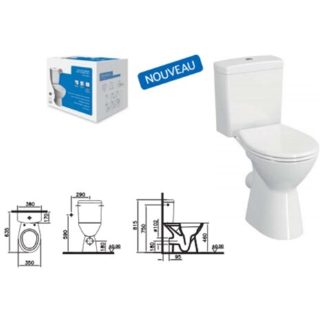Pack WC surélevé PMR NORMUS avec abattant et charnières métal - VITRA - 9836B003-7204