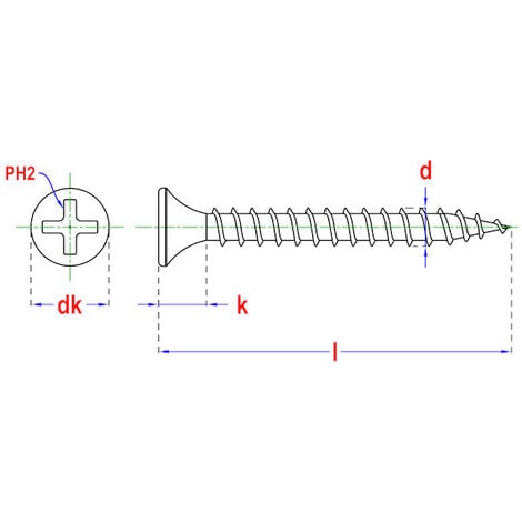 Vis placo phosphate noir 3.5X45 - fixation plaques de plâtre sur rail Multi+