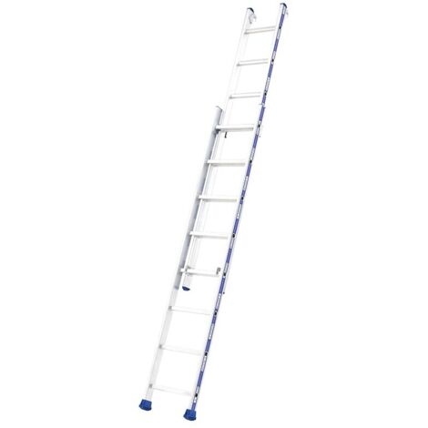 Tubesca Comabi – Échelle télescopique 2 plans 2,06x3,46m – Aluminium léger – Charge maximale 150kg – Verrouillage sécurisé – Crochets de fixation