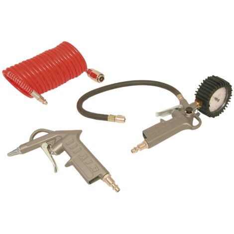 Lacme – Kit pour compresseur 3 pièces – Soufflette, pistolet et tuyau en aluminium – Outils robustes pour usage professionnel