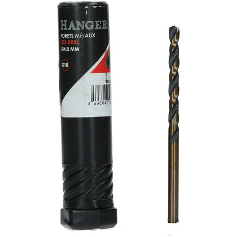 Boite de 10 forets métaux HSS taillés meulés diamètre 4mm - HANGER - 155138 (1/3)