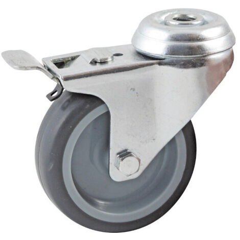 Roulette œil pivotant à frein diamètre 100mm en caoutchouc gris - AVL - 5529100L