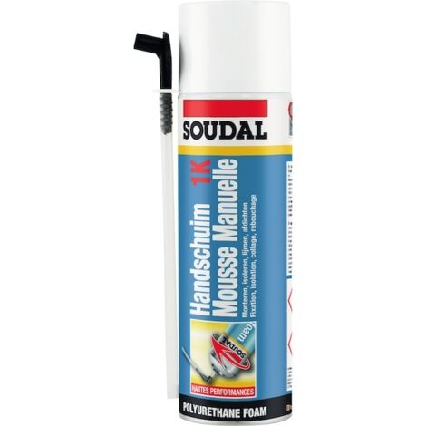 Mousse manuelle SOUDAFOAM 1K polyuréthane jaune aérosol 500ml - SOUDAL - 108804 (1/5)