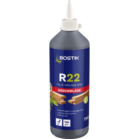 Bostik – Colle à bois vinylique R22 750g – Assemblage bois dur et tendre – Temps ouvert 30 min – Résistance thermique jusqu'à 70°C