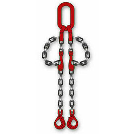 Elingue chaîne 2 brins avec crochet à chape de sécurité à verrouillage automatique + crochet de raccourcissement à chape L2m - CHAPUIS - KLB026