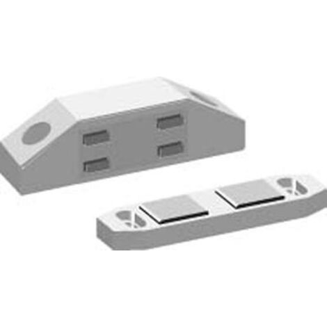 Monin – Loqueteau pour meuble en PVC blanc – Finition métal – Force d'aimant 6 kg – Installation facile – 211410 (1/6)