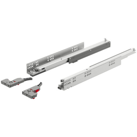 Paire de coulisses sous tiroir 400mm amortisseur avec 2 attaches HAFELE 433.03.653 (1/2)