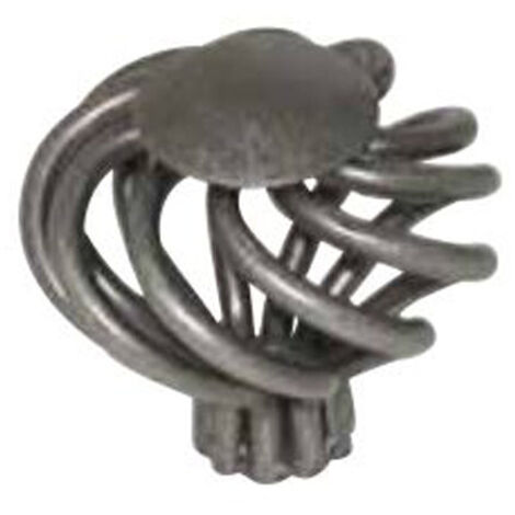 Bouton boule plat fer torsadé de diamètre 38mm vieux fer - CADAP - 00372/5S (1/2)