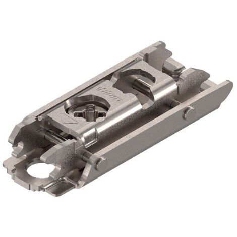 Blum – Embase CLIP TOP en croix pour tiroir – Acier nickelé – Réglage précis en hauteur, largeur et profondeur – Système CLIP TOP – EMB175310