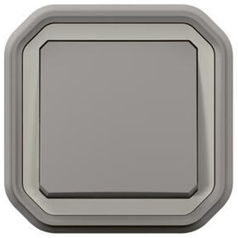 Interrupteur ou va-et-vient étanche Plexo 10AX 250V IP55 IK08 avec enjoliveur finition gris