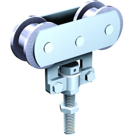 Mantion – Garniture de porte coulissante 235A – Montures à galets en acier – Charge max 80 kg – Fixation sur chant – Rail tubulaire 35 x 30 mm