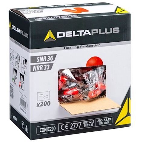 Bouchon oreille CONIC2 boite 200 paires - DELTA PLUS - CONIC2VRO200