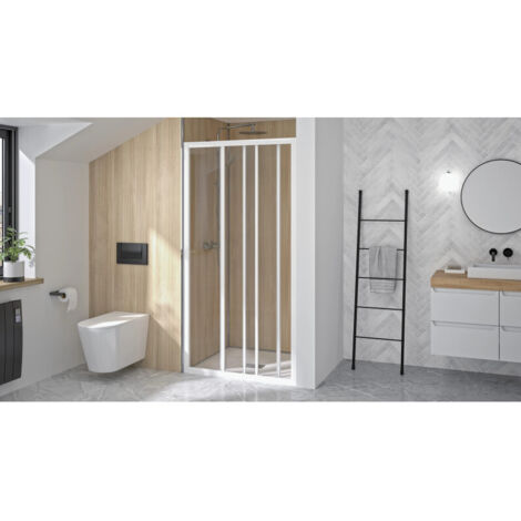 SUPRA 3V 2 volets coulissants 80 cm profilé blanc verre transparent KINEDO PA1550BTN (1/2)