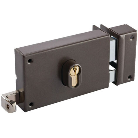 Serrure monopoint en applique coffre horizontale à tirage profil européen marron droite VACHETTE 7415D