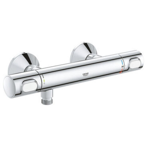 Grohe – Mitigeur thermostatique de douche chromé – Largeur 317mm – Clapets anti-retour intégrés – Butée de sécurité à 38°C