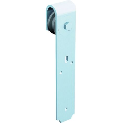 Mantion – Monture rail fer plat pour porte coulissante – Capacité 80 kg – Acier galvanisé – Galet en polyamide pour déplacement fluide