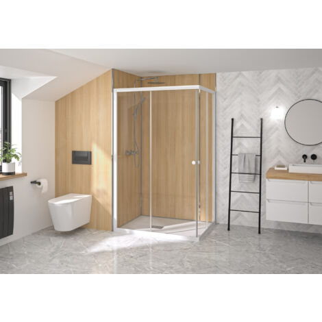 Paroi de douche SUPRA III A 100CM accès d'angle coulissant droite fixe gauche KINEDO PA1583BTNG (1/2)
