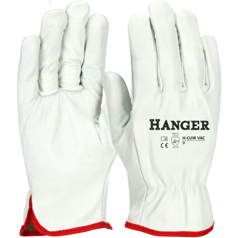Gants de travail H Cuir VAC T 08 en sachet de 12 paires HANGER 300093