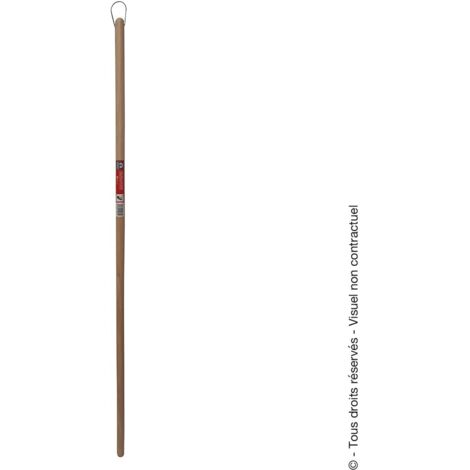 Manche en bois col rond avec agrafe 150cm pour balais de cantonnier - MERMIER - 100082