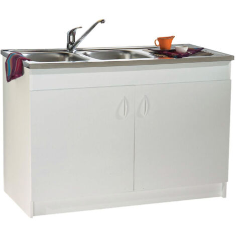 Meuble sous évier 2 portes 900 mm – Hauteur 822 mm – Profondeur 586 mm – Charnières invisibles à rappel automatique – Neova